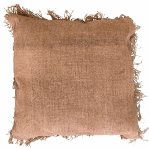 Rust Fringe Woven Pillow