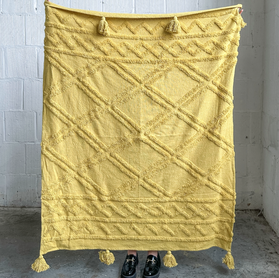 Mustard Fringe Throw